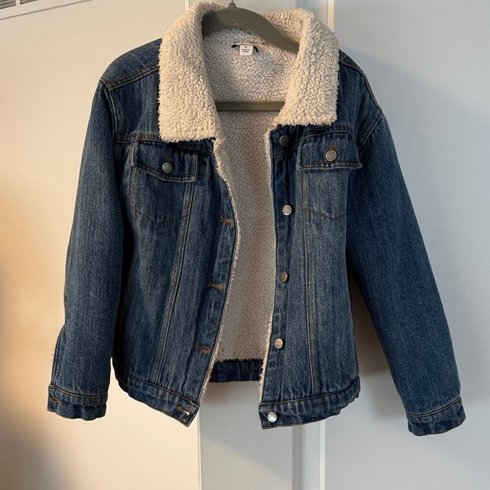 Kids splendid Blue Denim Jacket with White Sherpa Lining